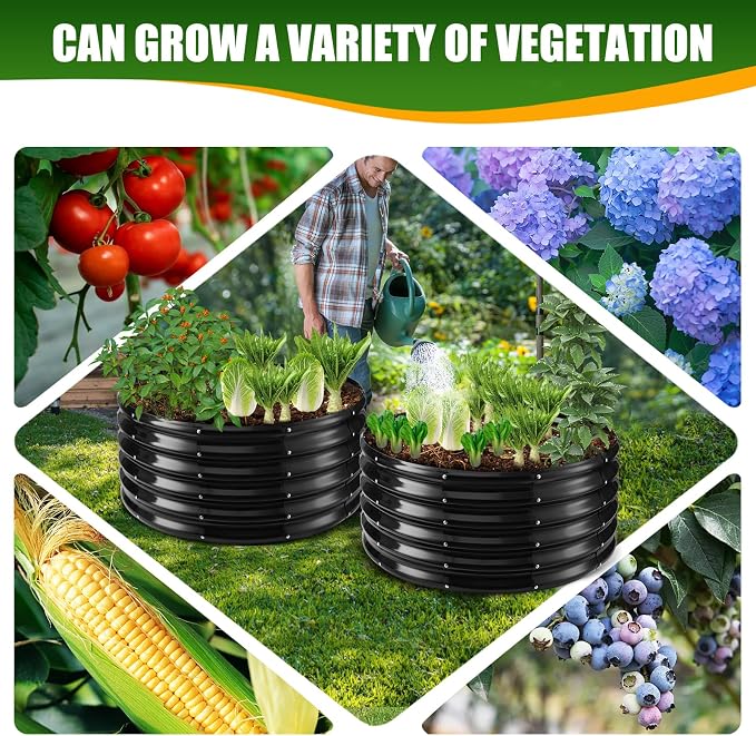 17" Tall Elevated Round Metal Rised Garden Bed- 2.7'x2.7' in Size and 0.8MM - Image 6