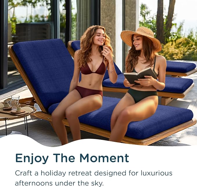 Codi Outdoor Chaise Lounge Chair Cushions 80"x26"x3.5" – Linen Texture - Image 5