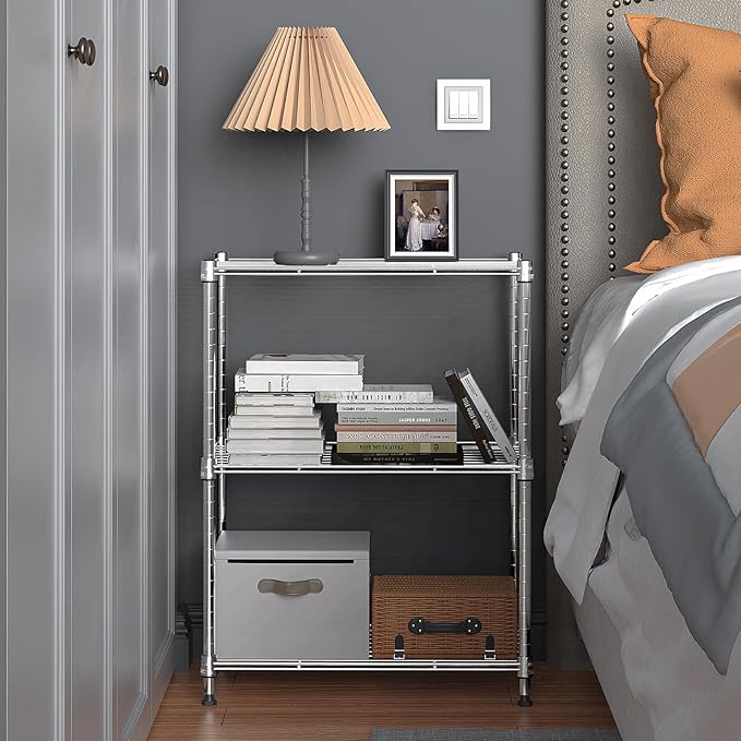 450 lbs Wire Storage Shelving 3-Tier Utility Shelving Unit Steel Organizer Wire - Image 4