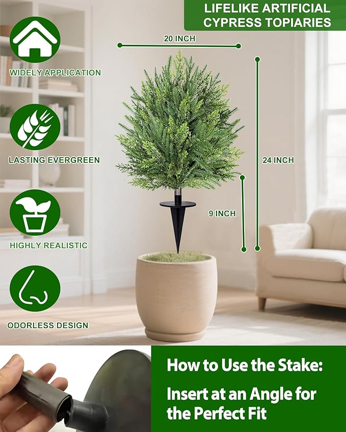 2 Pack Artificial Cypress Topiary Ball Trees - Image 5