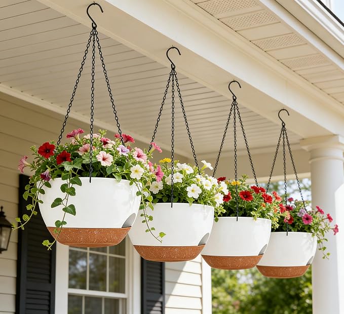 Set of 2-8 Inch Self Watering Hanging Planters - Image 7