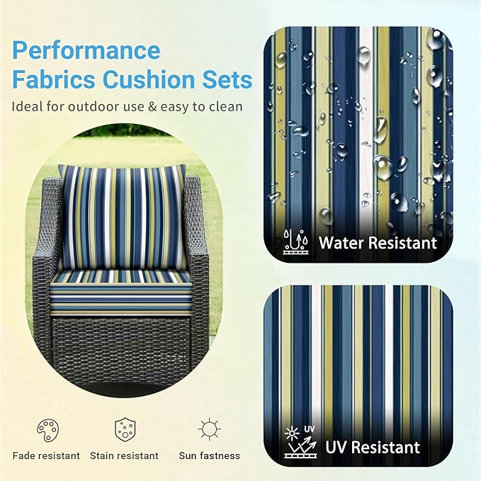 Outdoor Cushions for Patio Furniture, Outdoor Seat Cushion Set 24 x 24 x 4 Inch - Image 3