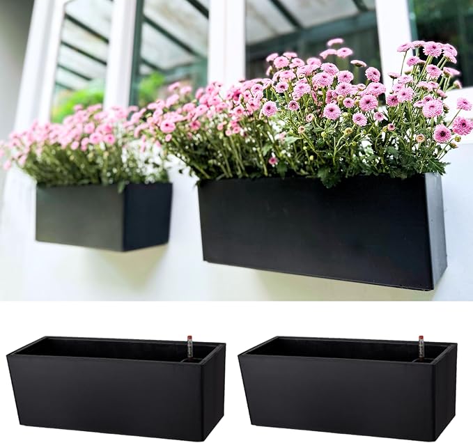LaLaGreen Wall Planters for Outdoor Black Self Watering System Hanging Plant by L%C3%A1L%C3%A1Green