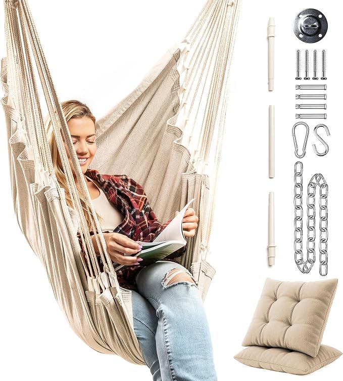 Hanging Hammock Chair Swing – Hanging Chair Outdoor & Indoor by EXTIRIO