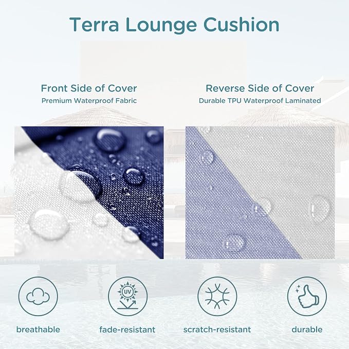 Codi Outdoor Lounge Chair Cushions, Chaise Cushion - Image 4