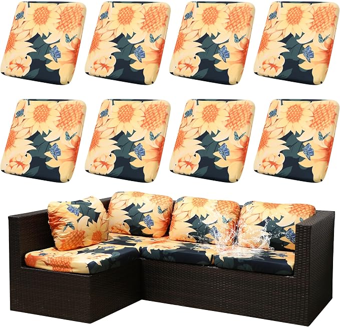 Outdoor Cushion Covers Set, Replacement by SUKAIKEQA