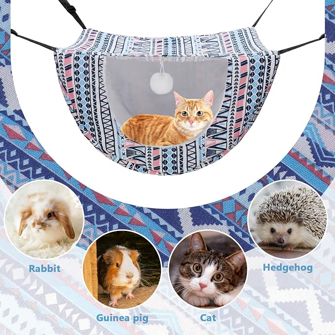 Unittype 2 Pieces Cat Cage Hammock Hanging Pet Bed Double Layer Soft Plush - Image 6