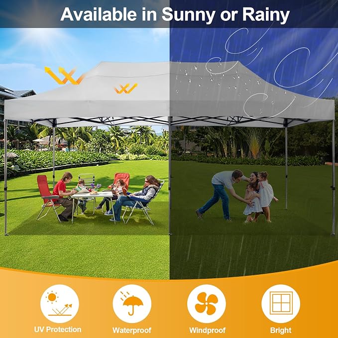 COBIZI 10x20 Pop Up Canopy Without Sidewall, Heavy Duty Canopy UPF 50+ All - Image 7