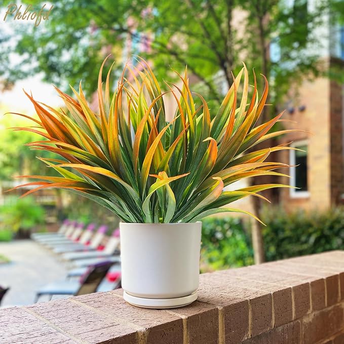 32 Pcs Artificial Grass Fake Plants 17.3in Outdoor Plastic Plants UV Resistant - Image 3