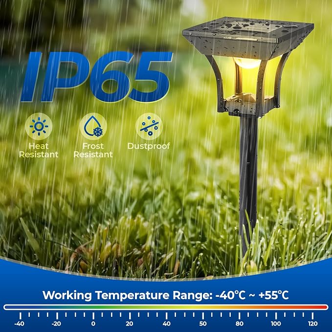 CINOTON 2 Pack RGBCW Solar Pathway Outdoor Lights, 3 Lighting Modes Solar LED - Image 8
