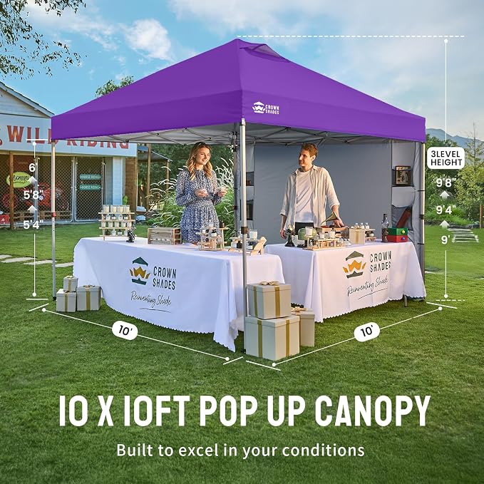 CROWN SHADES Canopy Tent 10x10 Pop Up Canopy Outdoor Shade - Image 7