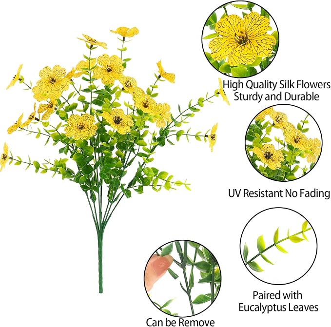 MACTING Artificial Flowers for Outdoors 12 Bundles Faux Outdoor Plants UV - Image 3