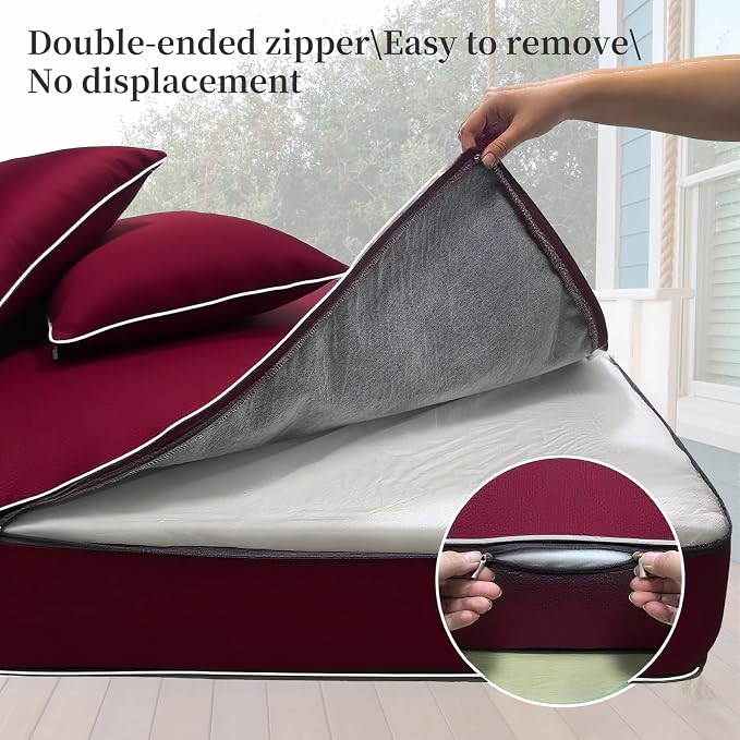 Outdoor Daybed Cushion Cover Twin, Daybed Mattress Bolster Pillow Fitted Sheet - Image 5
