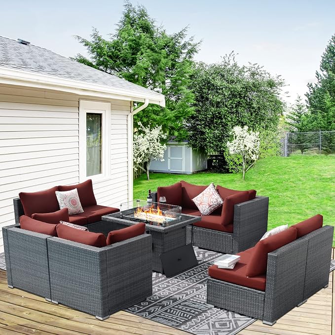 BULEXYARD 9 Piece High Back Outdoor Sectional Seating by BULEXYARDFURNITURE
