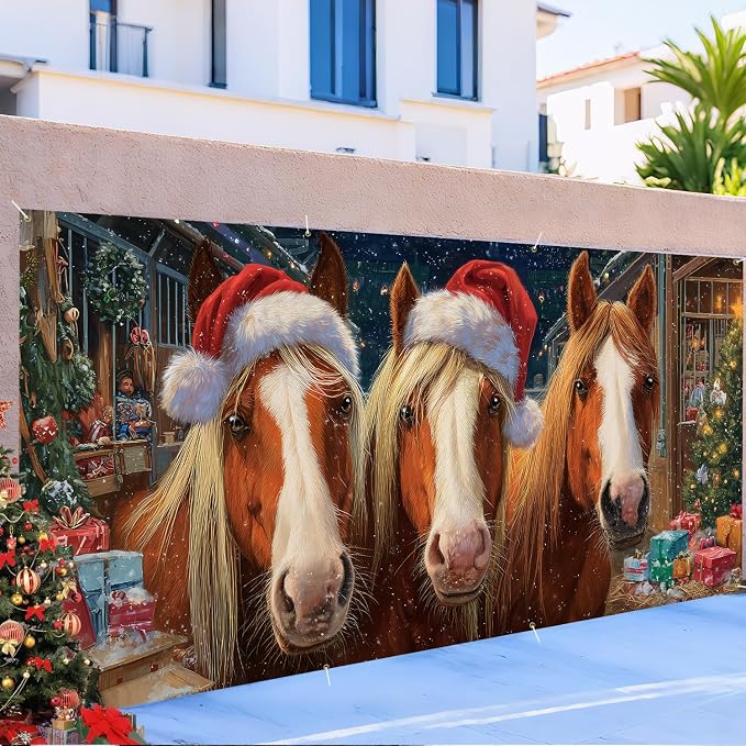Christmas Garage Door Decorations 6x13FT, Three Horses - Image 6