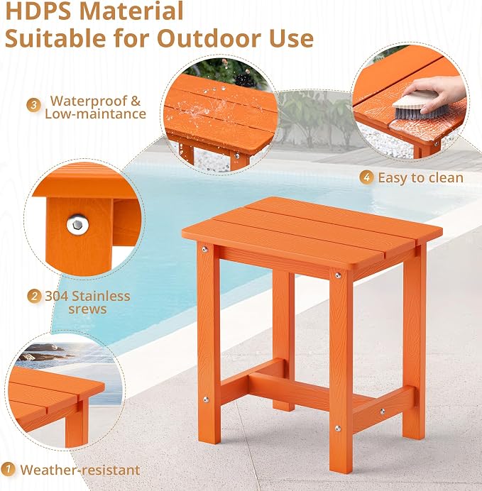 LUE BONA Outdoor Side Table Set of 2, HDPS Small Outdoor Table, Adirondack Side - Image 6