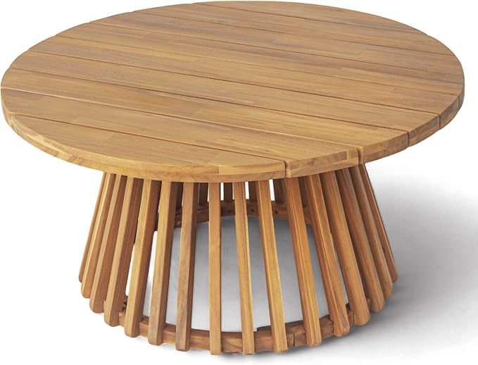 Christopher Knight Home Hakee Acacia Wood Patio Coffee Table, Round Table - Image 5