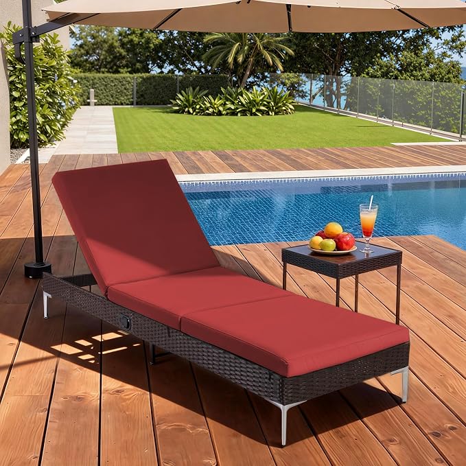 HOMREST Outdoor Lounge Chairs Set of 6, Patio Wicker Chaise Lounge - Image 6
