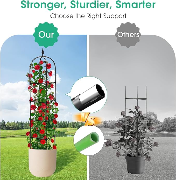 2 Pack Garden Obelisk Trellis for Climbing Plants, Tower Potted Cages for - Image 3