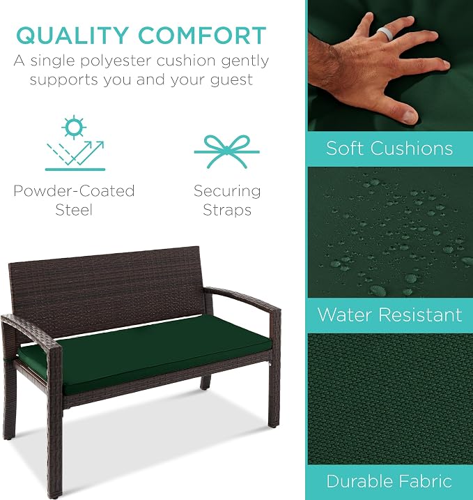 Best Choice Products Outdoor Bench 2-Person Wicker Garden Patio Benches Seating - Image 3