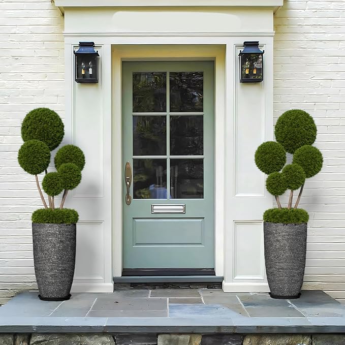 QCQHDU Large Tall Dark Gray Planters Set of 2-9 Gallon 12" Round Outdoor - Image 4