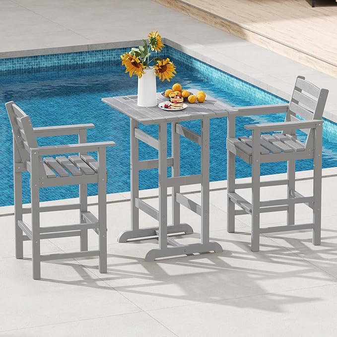 Tangkula Patio Adirondack Chairs Set of 4, HDPE Bar Height Chair - Image 4