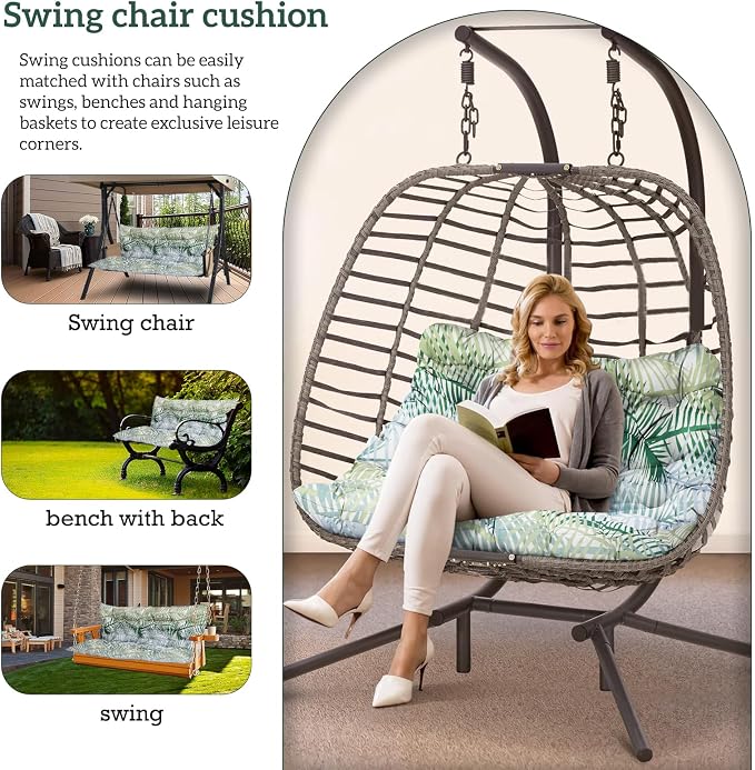 Outside Benches Cushion with Backrest, Thicken Waterproof Swing Cushions 2/3 - Image 2