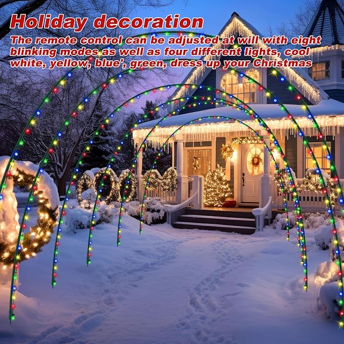 Geetery 6 Pack 10FT Christmas Archway Outdoor, 8 Mode LED Light Arch Metal - Image 6