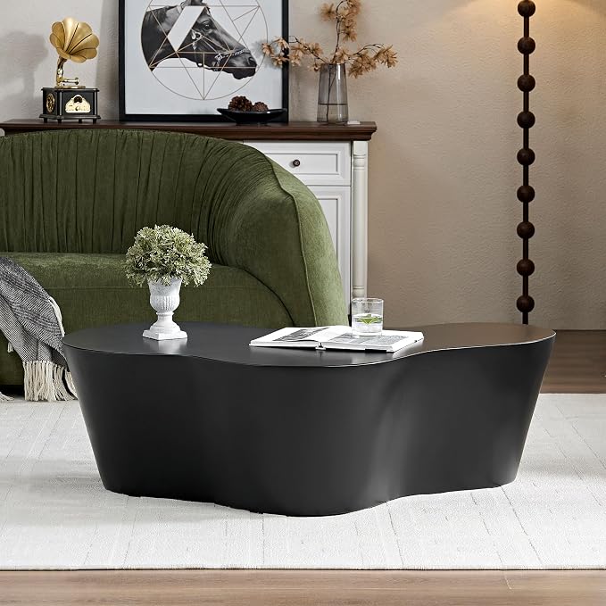 50" Coffee Table Modern Irregular Center Table Fiberglass Sturdy Table - Image 4