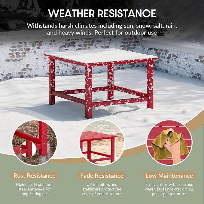 WestinTrends Malibu Low Outdoor HDPE Square Patio Coffee Table - Image 4