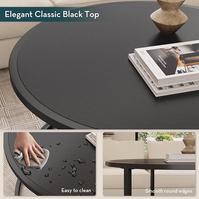 SAYGOER Small Round Coffee Table, Modern Center Table - Image 4