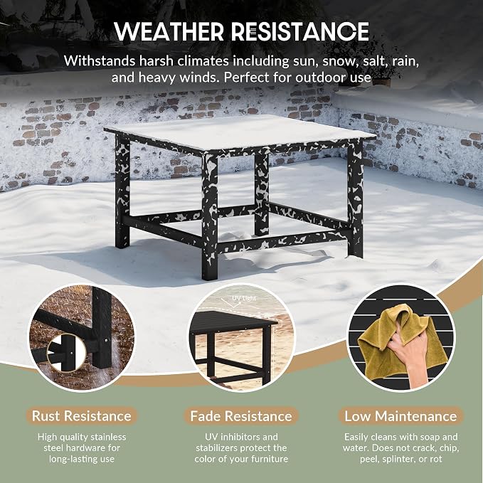 WestinTrends Malibu Low Outdoor HDPE Square Patio Coffee Table - Image 4