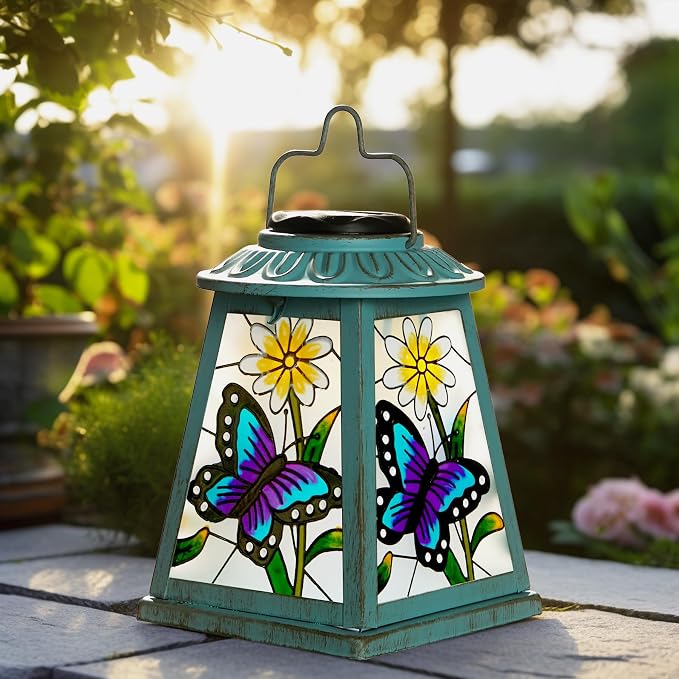Butterfly Solar Lantern with Shepherd Hook, Outdoor Hanging Metal LED Garden - Image 7
