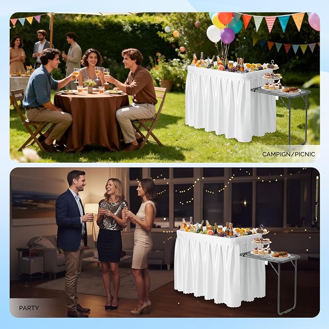 VINGLI Ice Table with Side Table, Portasble Cooler Table with Removable Skirt - Image 7