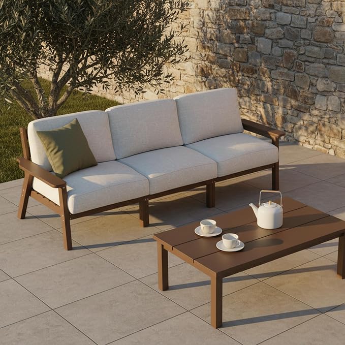 Patio Furniture Set 3 Seats, HDPE Outdoor Sectional by PatioKingdom