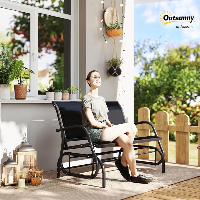 Outsunny 2-Person Outdoor Glider Bench, Patio Double Swing Rocking Chair - Image 2