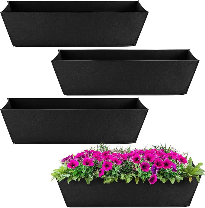 Adnee 4 Pcs 24 Inch Fabric Plant Window Box Liners-Rectangular Non-Woven by Adnee