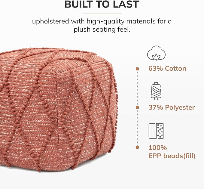 Anji Mountain 100% Handmade & Handcrafted Comfortable Home Décor Pouf Ottoman - Image 5