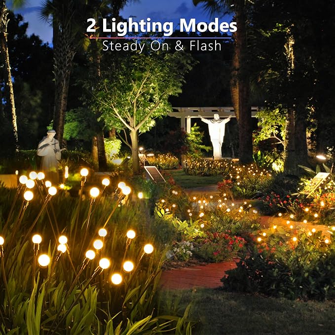 BrizLabs Solar Garden Lights, 4 Pack 32 LED Solar Powered Firefly Lights - Image 3