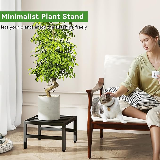 IBUYKE 2 Pack Metal Plant Stand Indoor Outdoor, Heavy Duty Small Flower Pot - Image 4