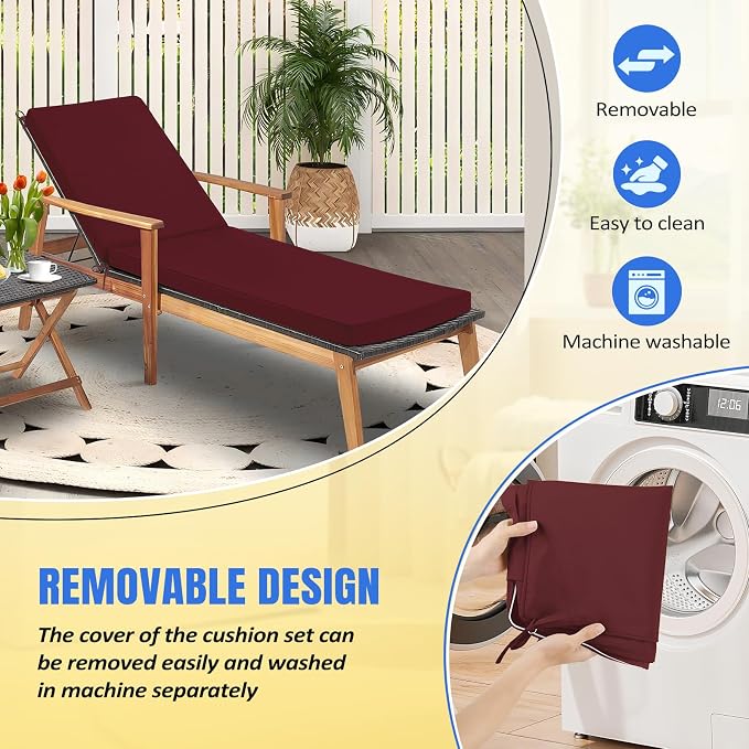 Basic Beyond Chaise Lounge Cushions Outdoor, 3-Layer Waterproof Outdoor - Image 5