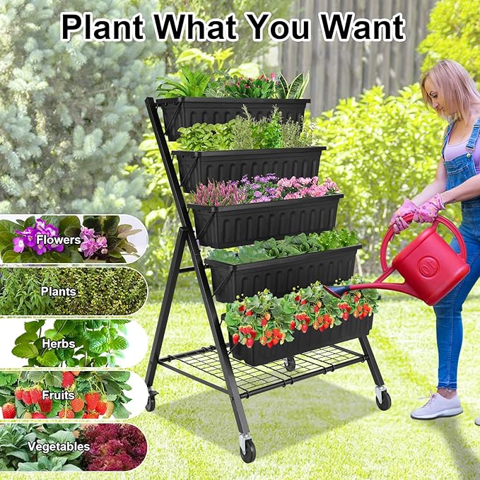 Homdox 5-Tier Vertical Garden Bed - 4FT Vertical Raised Bed with 5 Garden - Image 3