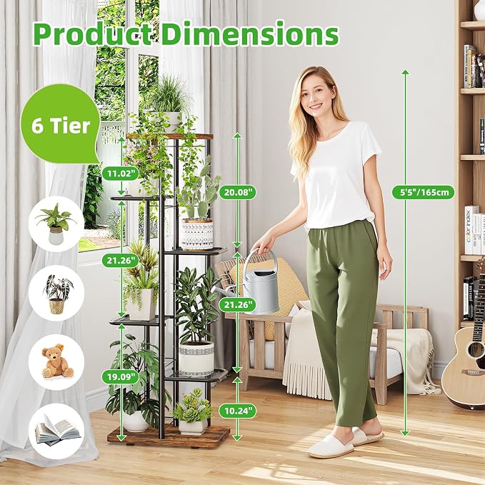 Simple Trending Plant Stand Indoor, Tall 6 Tier Metal Plant Shelf - Image 6