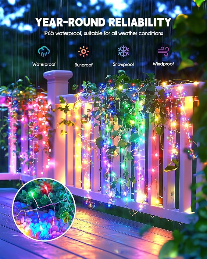 Brightown Solar Lights for Outside, 10Ft 120 LED Solar String Lights Outdoor - Image 6