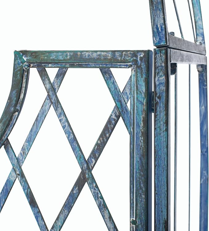 SAFAVIEH Outdoor Patio Furniture Collection – Jaida Mossy Blue Iron Garden Arbor - Image 6