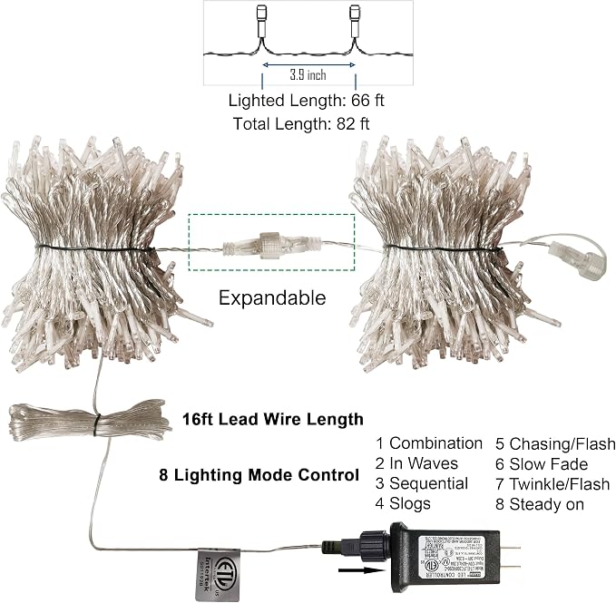 LJLNION 300 LED Christmas Lights, Extra Long 98.5FT Xmas String Lights Outdoor - Image 8