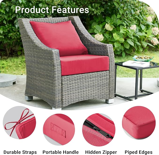 Outdoor Cushions for Patio Furniture, Outdoor Seat Cushion Set 24 x 24 x 5.75 - Image 5