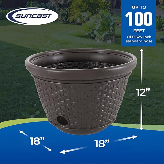 Suncast 3 Pack Decorative Wicker Garden Hose Holder Pot - Image 3