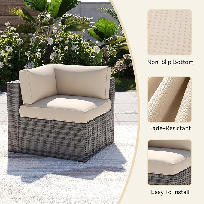 Aoxun 14pcs Patio Cushion Covers Replacement, Waterproof Outdoor Furniture - Image 5