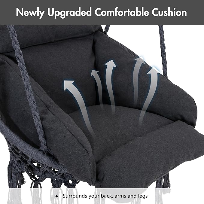 ANOW Hanging Swing Chair with Stand Included, Heavy Duty Hammock Chair with - Image 5
